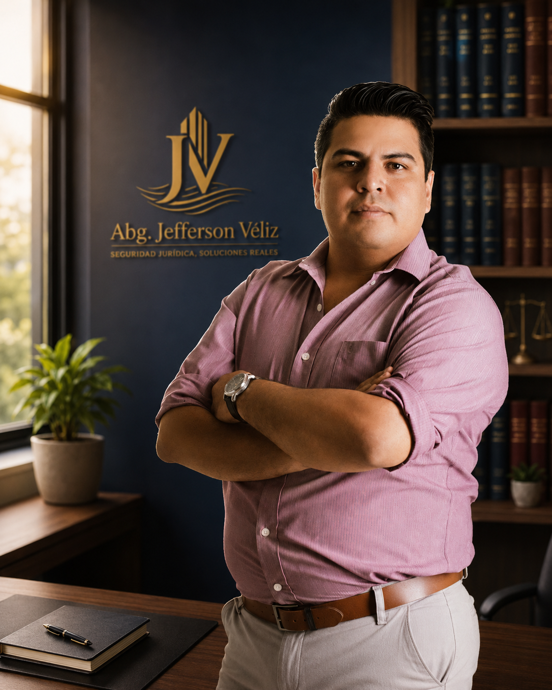 Abg. Jefferson Véliz en su despacho